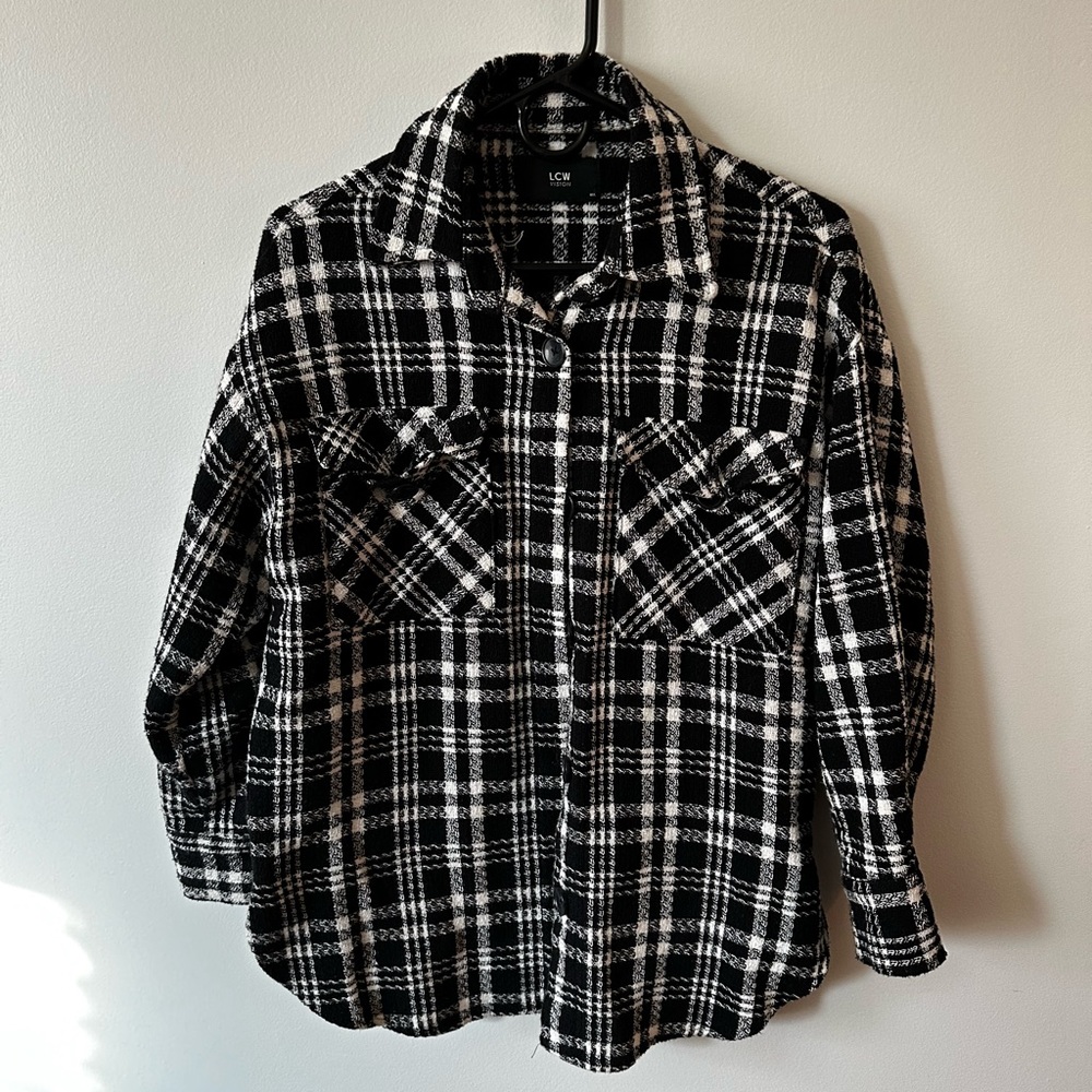 Black and white button up jacket